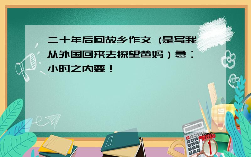 二十年后回故乡作文 (是写我从外国回来去探望爸妈）急：一小时之内要！