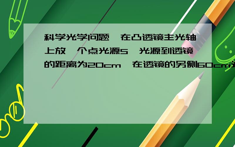 科学光学问题,在凸透镜主光轴上放一个点光源S,光源到透镜的距离为20cm,在透镜的另侧60cm处得到一个像S1,S沿主光轴向透镜靠近2cm,则像移动的距离为多少厘米?朝什么方向移动?若把S垂直于主