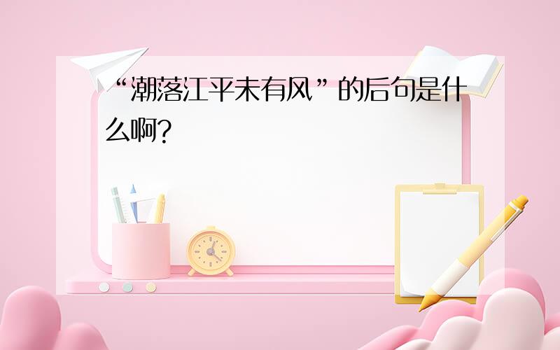 “潮落江平未有风”的后句是什么啊?