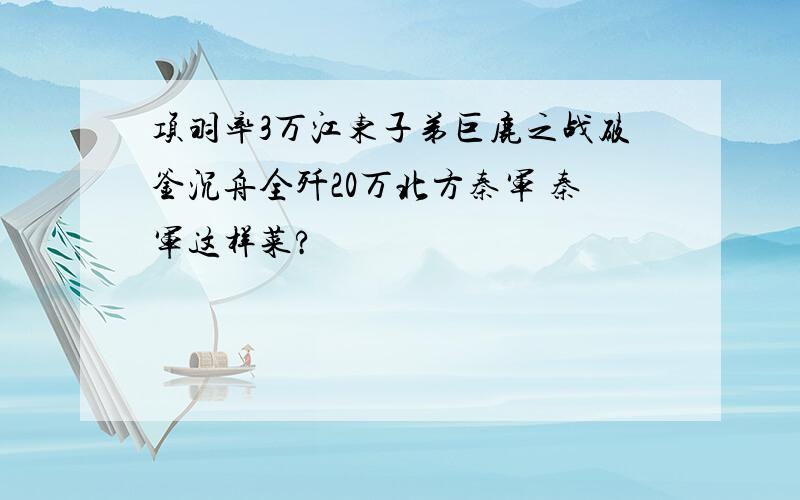 项羽率3万江东子弟巨鹿之战破釜沉舟全歼20万北方秦军 秦军这样菜?