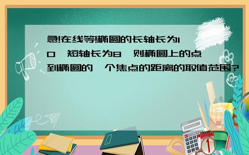 急!在线等!椭圆的长轴长为10,短轴长为8,则椭圆上的点到椭圆的一个焦点的距离的取值范围?