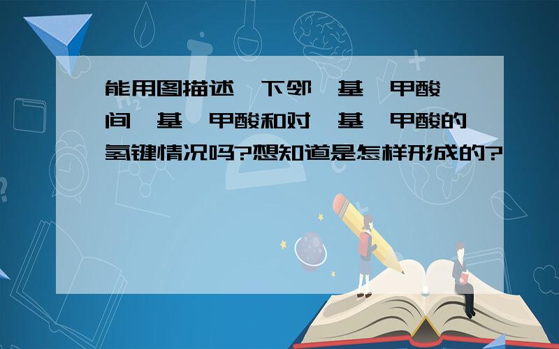 能用图描述一下邻羟基苯甲酸、间羟基苯甲酸和对羟基苯甲酸的氢键情况吗?想知道是怎样形成的?