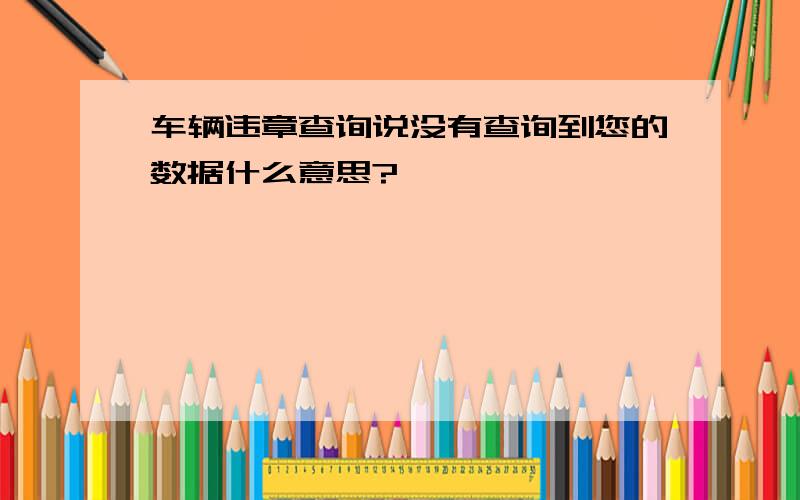 车辆违章查询说没有查询到您的数据什么意思?