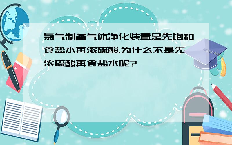 氯气制备气体净化装置是先饱和食盐水再浓硫酸.为什么不是先浓硫酸再食盐水呢?