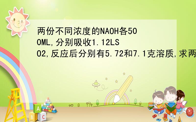 两份不同浓度的NAOH各500ML,分别吸收1.12LSO2,反应后分别有5.72和7.1克溶质,求两份溶液中NAOH的物质的量的浓度,可是如果SO2过量,不是应该生成NAHSO3吗