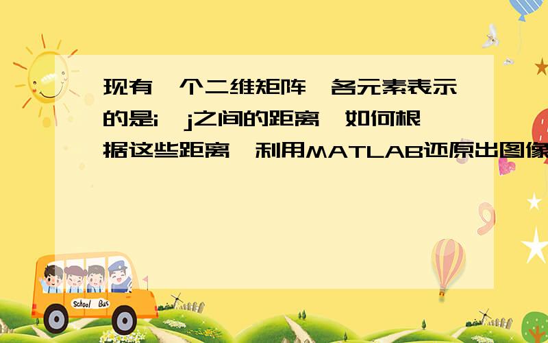 现有一个二维矩阵,各元素表示的是i、j之间的距离,如何根据这些距离,利用MATLAB还原出图像本来的面貌小弟MATLAB新手.现有一个二维矩阵如下：a=[0 6 7 11 8 12 16 11 18 146 0 3 15 10 9 12 15 17 87 3 0 18 10