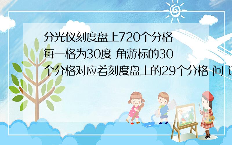 分光仪刻度盘上720个分格 每一格为30度 角游标的30个分格对应着刻度盘上的29个分格 问 这种游标分度值是多