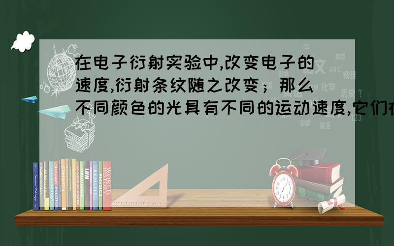 在电子衍射实验中,改变电子的速度,衍射条纹随之改变；那么不同颜色的光具有不同的运动速度,它们在电子衍射实验中，改变电子的速度，衍射条纹随之改变；那么不同颜色的光具有不同的