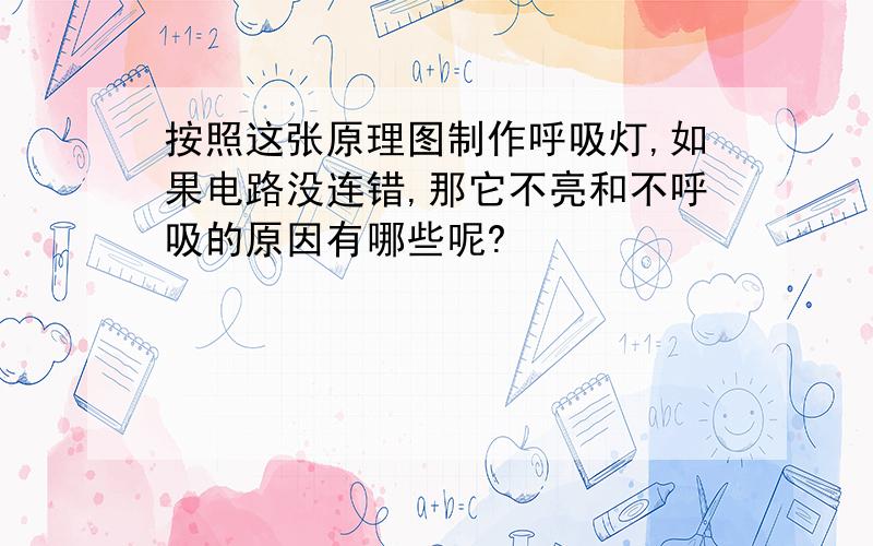 按照这张原理图制作呼吸灯,如果电路没连错,那它不亮和不呼吸的原因有哪些呢?