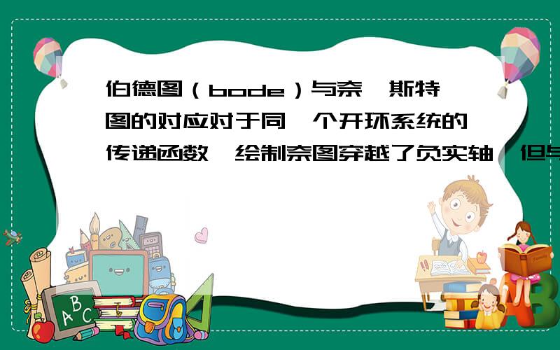 伯德图（bode）与奈奎斯特图的对应对于同一个开环系统的传递函数,绘制奈图穿越了负实轴,但与之对应的bode图相频特性曲线却没有穿越-180（只是趋近于-180）,我觉得奈图上穿越负实轴应该与