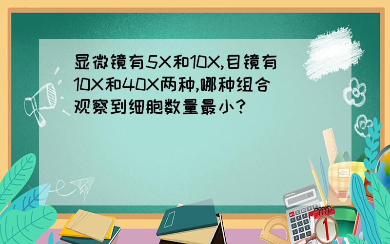 显微镜有5X和10X,目镜有10X和40X两种,哪种组合观察到细胞数量最小?