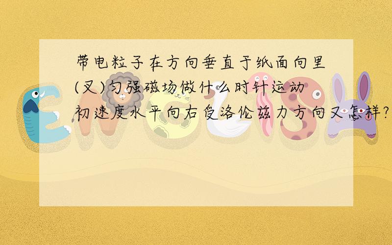 带电粒子在方向垂直于纸面向里(叉)匀强磁场做什么时针运动初速度水平向右受洛伦兹力方向又怎样?