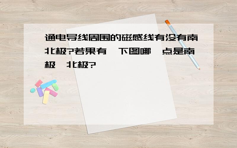 通电导线周围的磁感线有没有南北极?若果有,下图哪一点是南极、北极?