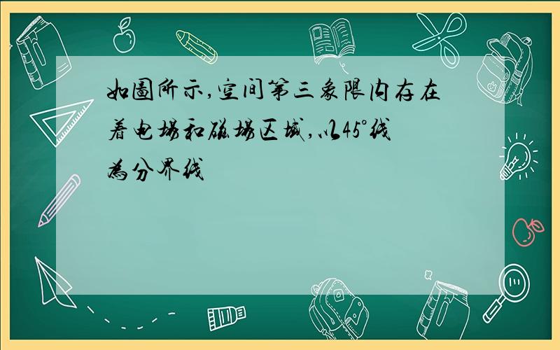 如图所示,空间第三象限内存在着电场和磁场区域,以45°线为分界线