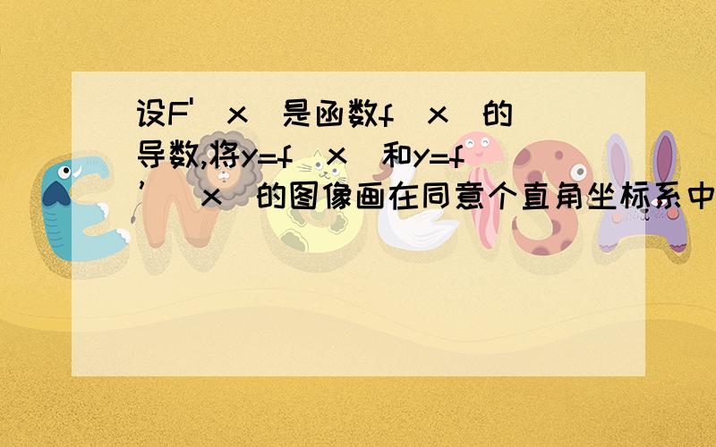 设F'(x)是函数f(x)的导数,将y=f(x)和y=f’（x)的图像画在同意个直角坐标系中,不可能正确的是