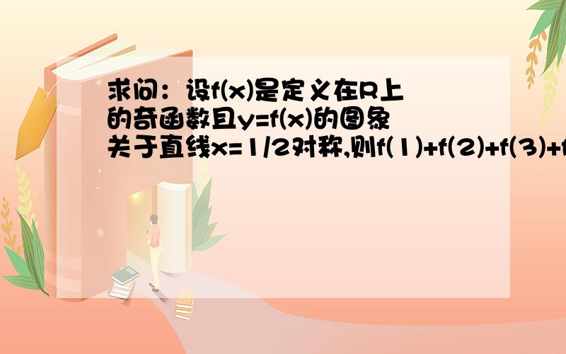 求问：设f(x)是定义在R上的奇函数且y=f(x)的图象关于直线x=1/2对称,则f(1)+f(2)+f(3)+f(4)+f(5)=?