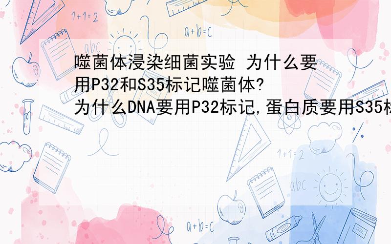 噬菌体浸染细菌实验 为什么要用P32和S35标记噬菌体?为什么DNA要用P32标记,蛋白质要用S35标记,能不能是DNA用S35标记,蛋白质用P32标记?为什么?