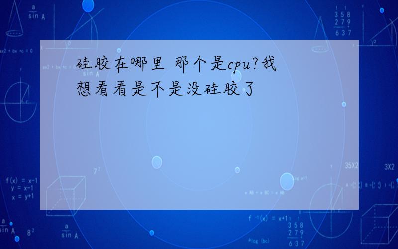 硅胶在哪里 那个是cpu?我想看看是不是没硅胶了