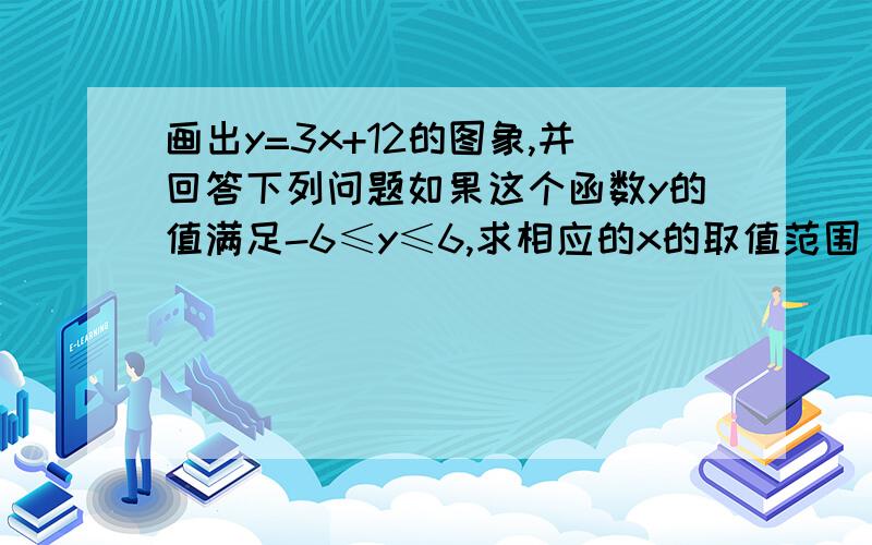 画出y=3x+12的图象,并回答下列问题如果这个函数y的值满足-6≤y≤6,求相应的x的取值范围（图已经知道怎么画了）