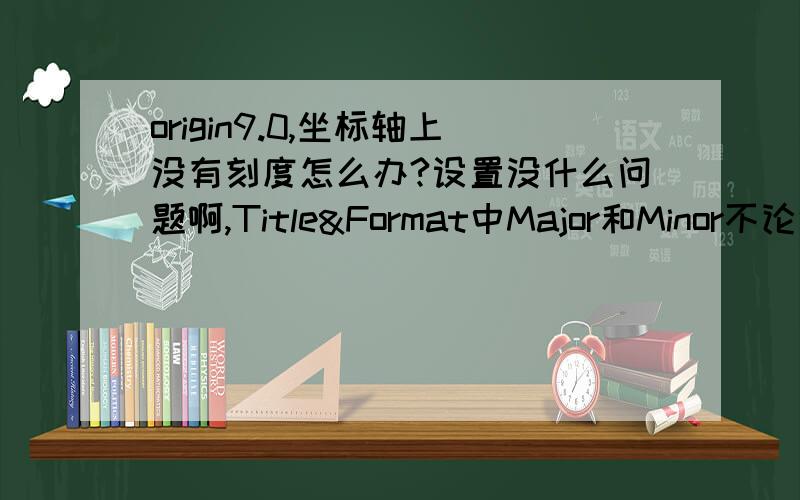 origin9.0,坐标轴上没有刻度怎么办?设置没什么问题啊,Title&Format中Major和Minor不论调成什么,都没有刻度.前几天还有的,今天打开就没了,烦啊……