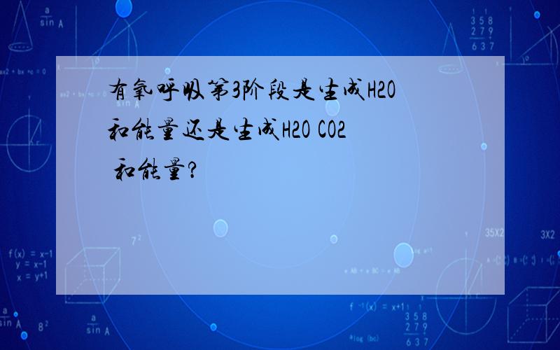 有氧呼吸第3阶段是生成H2O和能量还是生成H2O CO2 和能量?