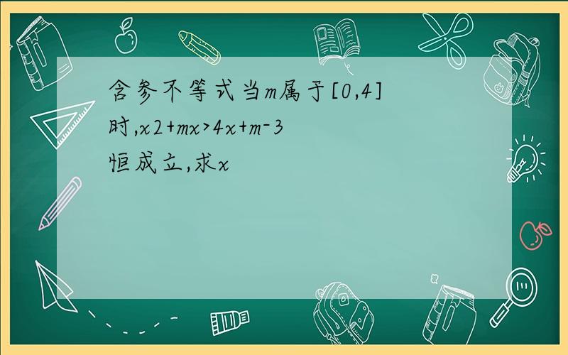 含参不等式当m属于[0,4]时,x2+mx>4x+m-3恒成立,求x