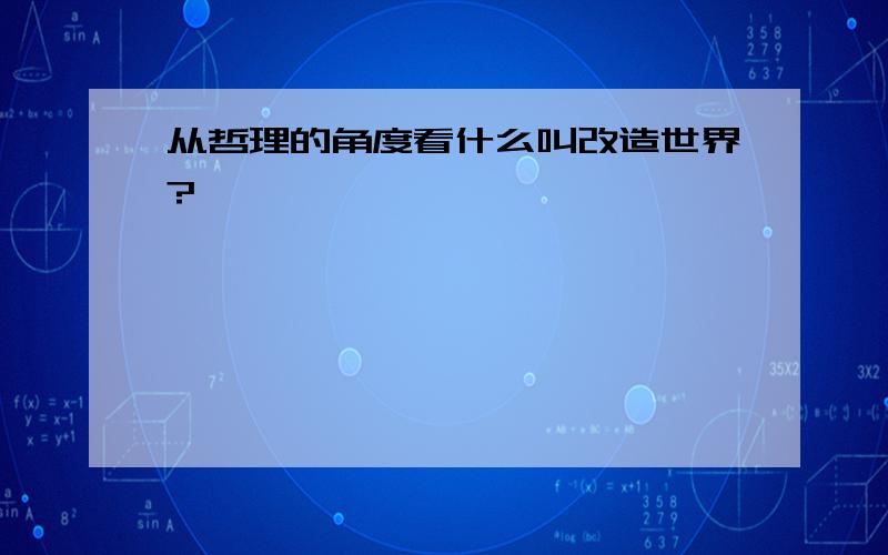 从哲理的角度看什么叫改造世界?