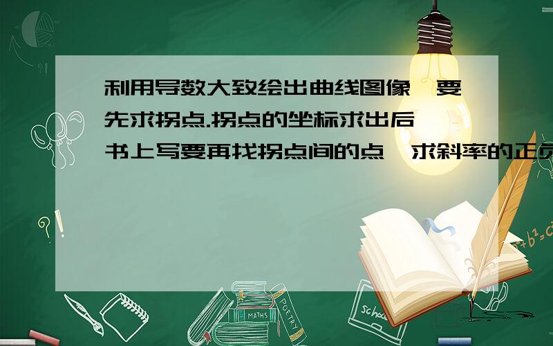 利用导数大致绘出曲线图像,要先求拐点.拐点的坐标求出后,书上写要再找拐点间的点,求斜率的正负来看增减性.这是多此一举吗?求出拐点坐标 拐点间图像一定是单调的 再看拐点的上下位置