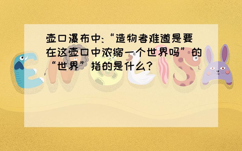 壶口瀑布中:“造物者难道是要在这壶口中浓缩一个世界吗”的“世界”指的是什么?