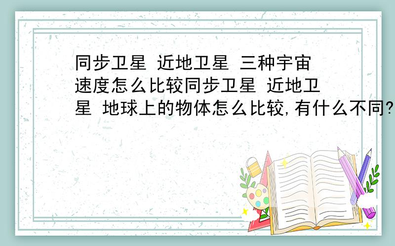 同步卫星 近地卫星 三种宇宙速度怎么比较同步卫星 近地卫星 地球上的物体怎么比较,有什么不同?还有经常问到的宇宙空间站的问题,不是很明白.到底什么时候说和赤道同平面?