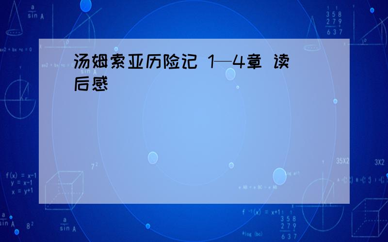 汤姆索亚历险记 1—4章 读后感