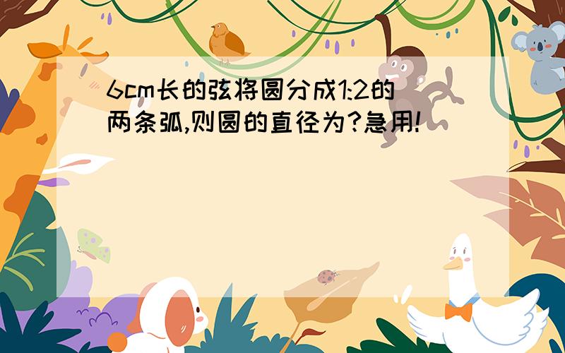 6cm长的弦将圆分成1:2的两条弧,则圆的直径为?急用!