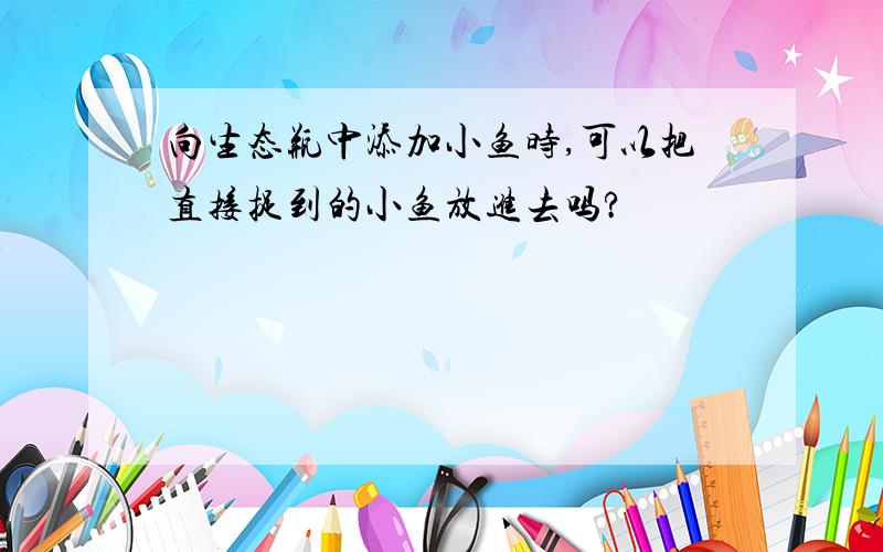 向生态瓶中添加小鱼时,可以把直接捉到的小鱼放进去吗?