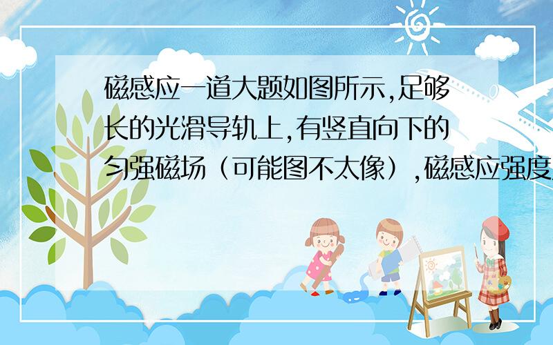 磁感应一道大题如图所示,足够长的光滑导轨上,有竖直向下的匀强磁场（可能图不太像）,磁感应强度为B,左端间距L1=4L,右端间距L2=L,今在导轨上垂直放置ab、cd两金属棒,质量分别为m1=2m,m2=m,电