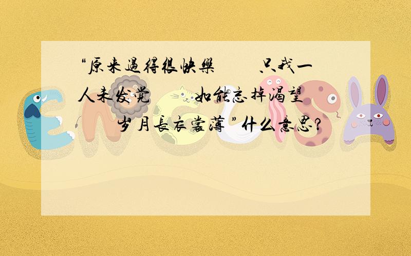 “原来过得很快乐 　　只我一人未发觉 　　如能忘掉渴望 　　岁月长衣裳薄 ”什么意思?