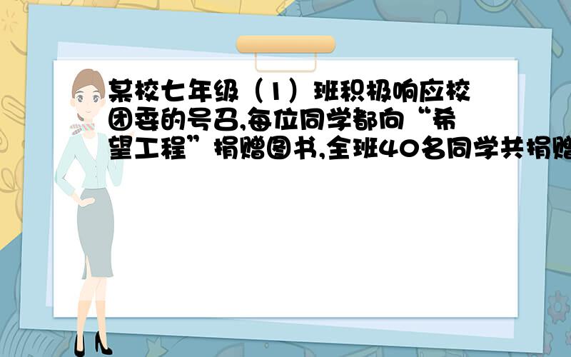 某校七年级（1）班积极响应校团委的号召,每位同学都向“希望工程”捐赠图书,全班40名同学共捐赠图书320册.特别值得一提的是李扬、王州两位同学在父母的支持下各捐赠了50册图书.班长统