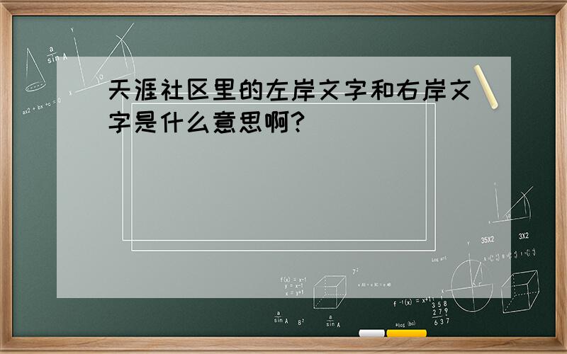 天涯社区里的左岸文字和右岸文字是什么意思啊?