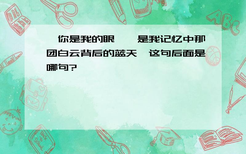 《你是我的眼》,是我记忆中那团白云背后的蓝天,这句后面是哪句?