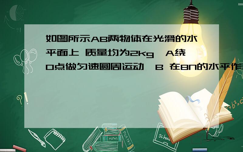 如图所示AB两物体在光滑的水平面上 质量均为2kg,A绕O点做匀速圆周运动,B 在8N的水平作用力下从静止开始沿O‘O做直线运动,现使AB两物体分别从P 0’的位置同时开始运动,当A运动两周时,与B正