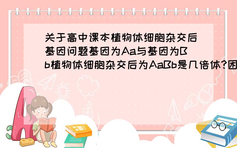 关于高中课本植物体细胞杂交后基因问题基因为Aa与基因为Bb植物体细胞杂交后为AaBb是几倍体?困绕我好久了？我想问下为什么不是二倍体呢？