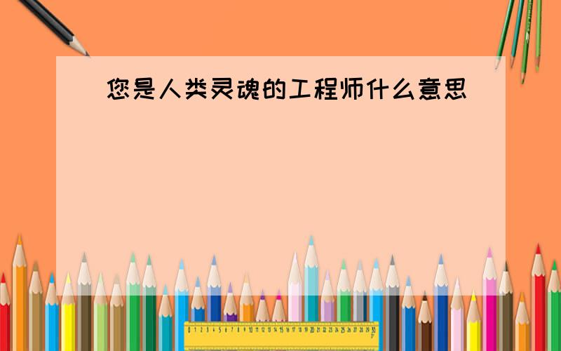 您是人类灵魂的工程师什么意思