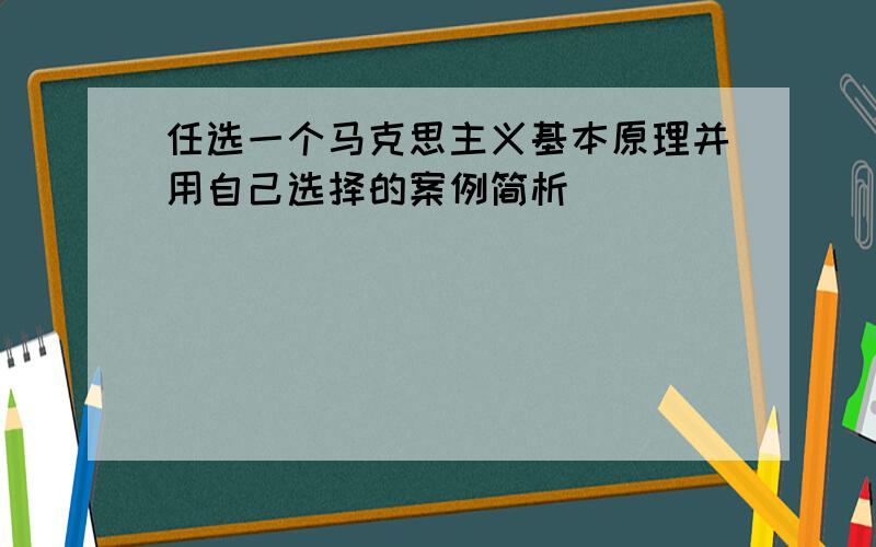 任选一个马克思主义基本原理并用自己选择的案例简析