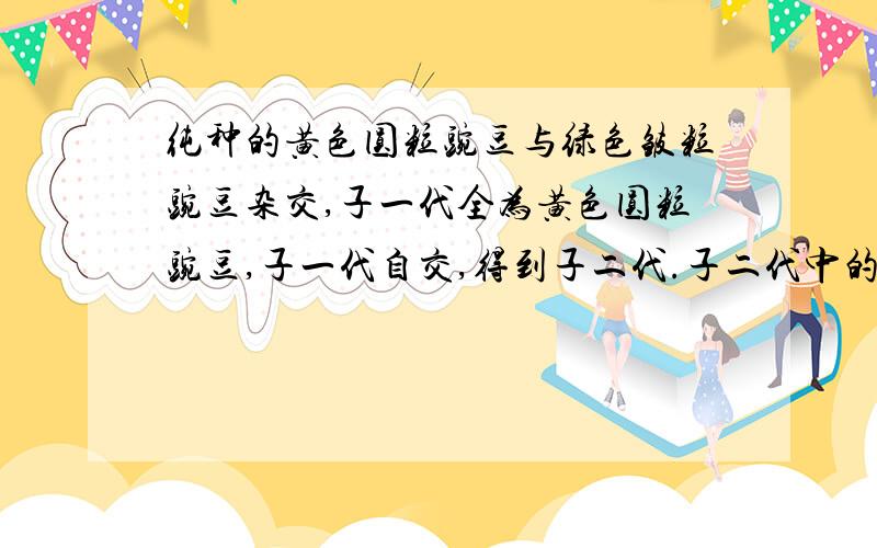 纯种的黄色圆粒豌豆与绿色皱粒豌豆杂交,子一代全为黄色圆粒豌豆,子一代自交,得到子二代.子二代中的黄色皱粒豌豆自交,得到后代中纯和体占?“子一代基因型是YyRr黄皱的基因型为YYrr或Yyrr