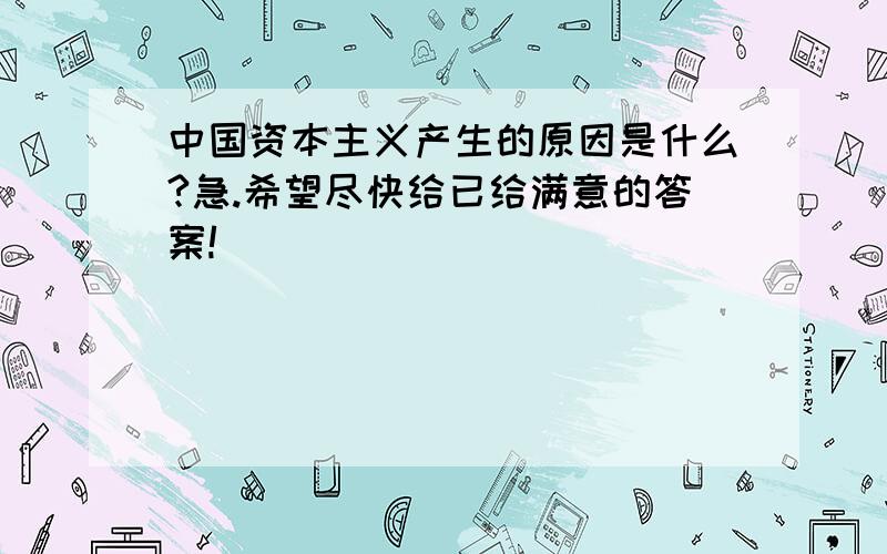 中国资本主义产生的原因是什么?急.希望尽快给已给满意的答案!