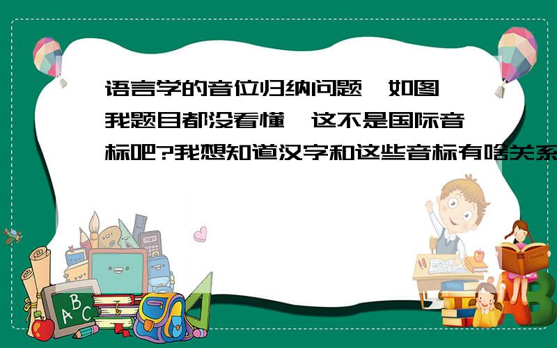 语言学的音位归纳问题,如图,我题目都没看懂,这不是国际音标吧?我想知道汉字和这些音标有啥关系