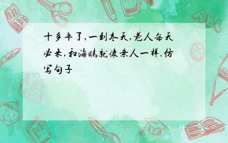 十多年了,一到冬天,老人每天必来,和海鸥就像亲人一样.仿写句子