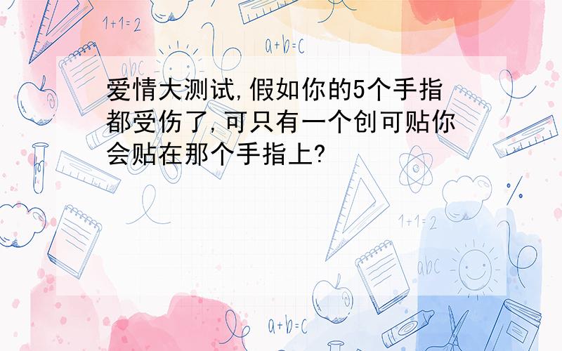 爱情大测试,假如你的5个手指都受伤了,可只有一个创可贴你会贴在那个手指上?