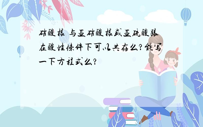 硝酸根 与亚硝酸根或亚硫酸跟在酸性条件下可以共存么?能写一下方程式么?