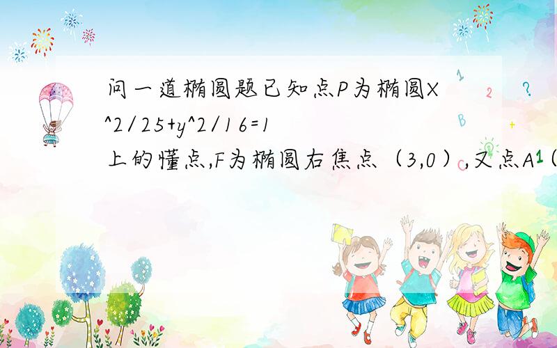 问一道椭圆题已知点P为椭圆X^2/25+y^2/16=1上的懂点,F为椭圆右焦点（3,0）,又点A（-1,1）,则AP（绝对值）+FP（绝对值）的最大值为答案是10+根号5,我想的是把AP+FP化成AP+2a-F'P(F'是左焦点),2a刚好是10