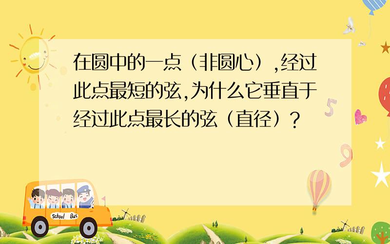 在圆中的一点（非圆心）,经过此点最短的弦,为什么它垂直于经过此点最长的弦（直径）?